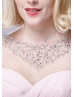 Pink Chiffon Beaded Keyhole Back Long Prom Dress 
